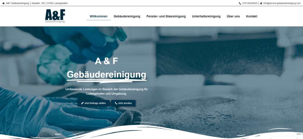 Websitereferenz www.aundf-gebaeudereinigung.de