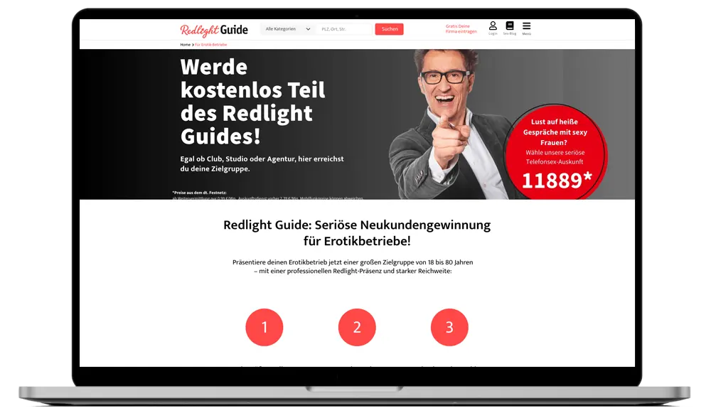 Bild Laptop mit der Redlight Guide Startseite