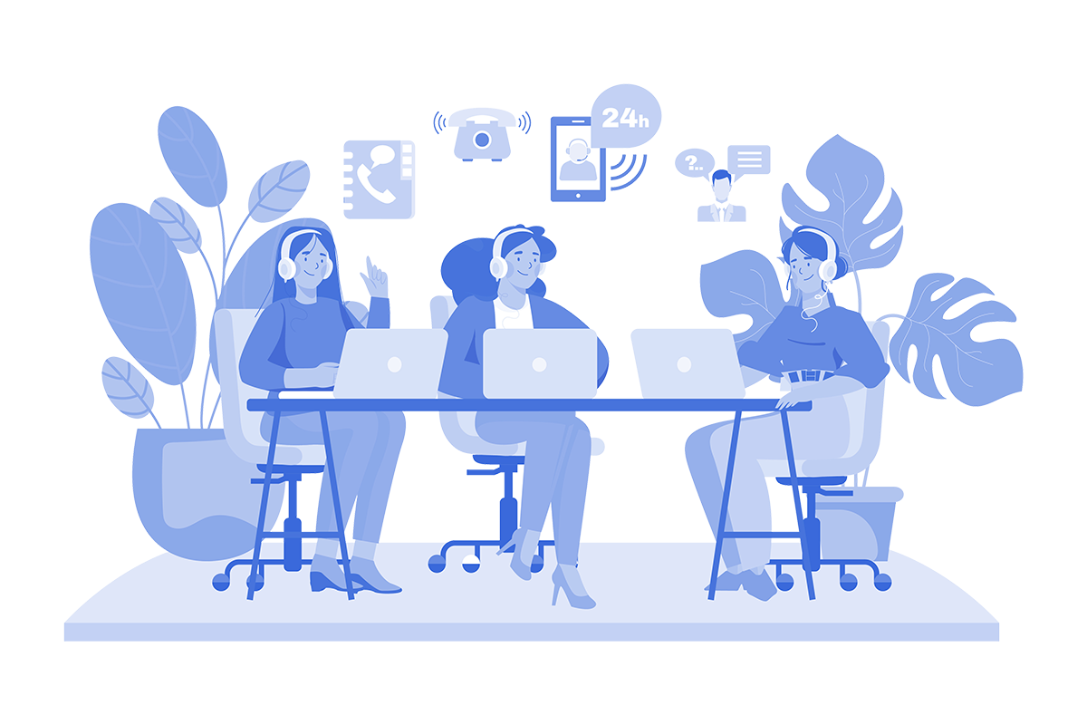 Illustration Call Center Gespräche